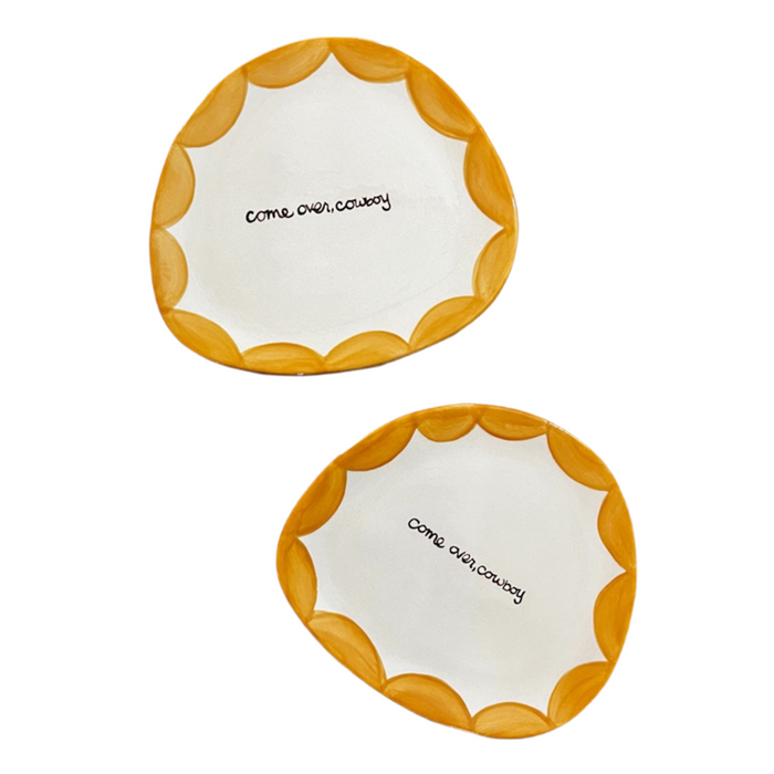 "come over cowboy" Dessert Plates/Set of Two