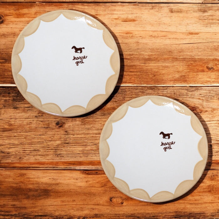 Hand-painted “horse girl" Plates/Set of Two