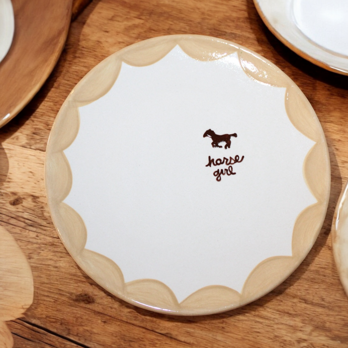 Hand-painted “horse girl" Plates/Set of Two