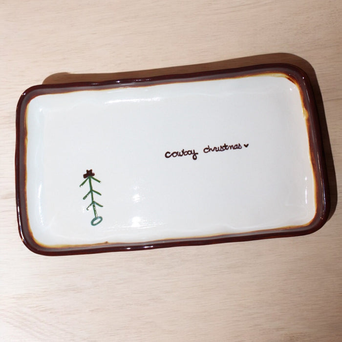 “cowboy christmas” thumb print Tray