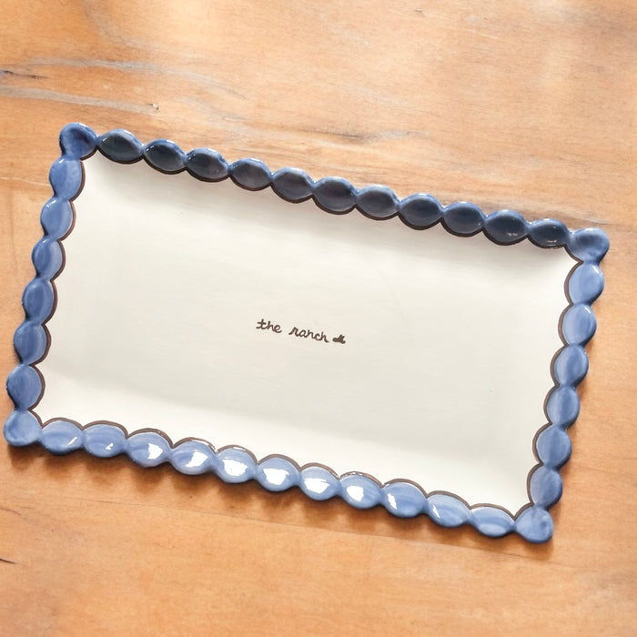 Hand-painted the ranch” Scalloped Tray
