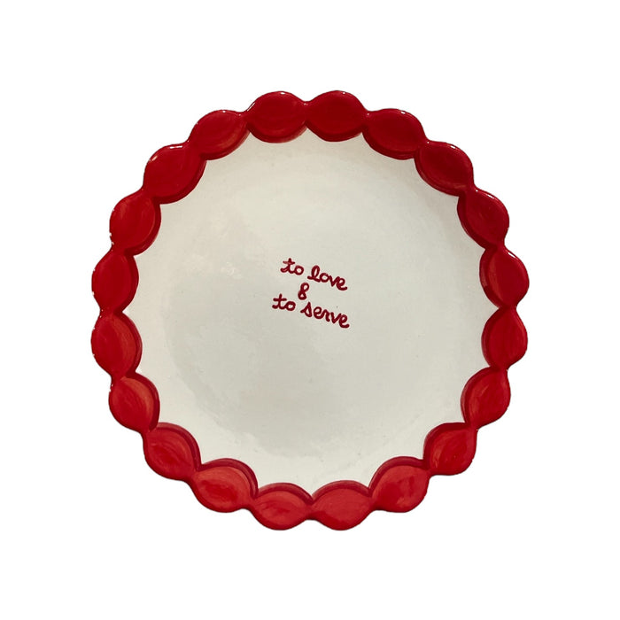 "to love & to serve" Scalloped Edge Dessert Plate