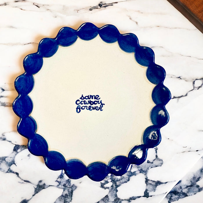 "same cowboy forever" Scalloped Dessert Plate