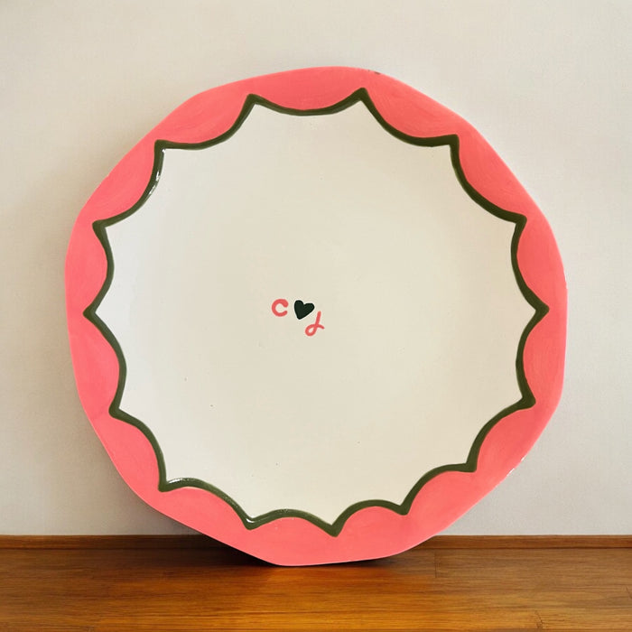 Hand-painted Custom Initial Casual Dinner Plates/Collection of Four