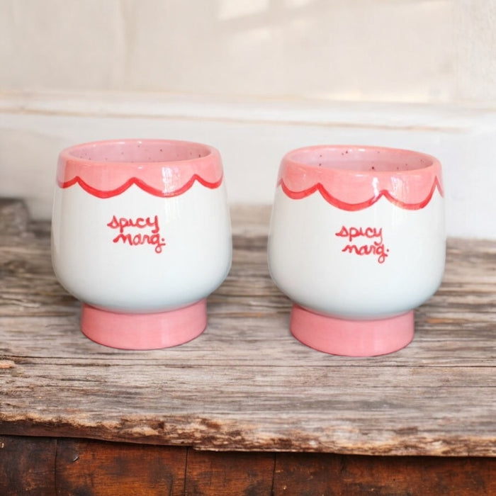 Hand-painted "spicy marg" Cups/Collection of Two