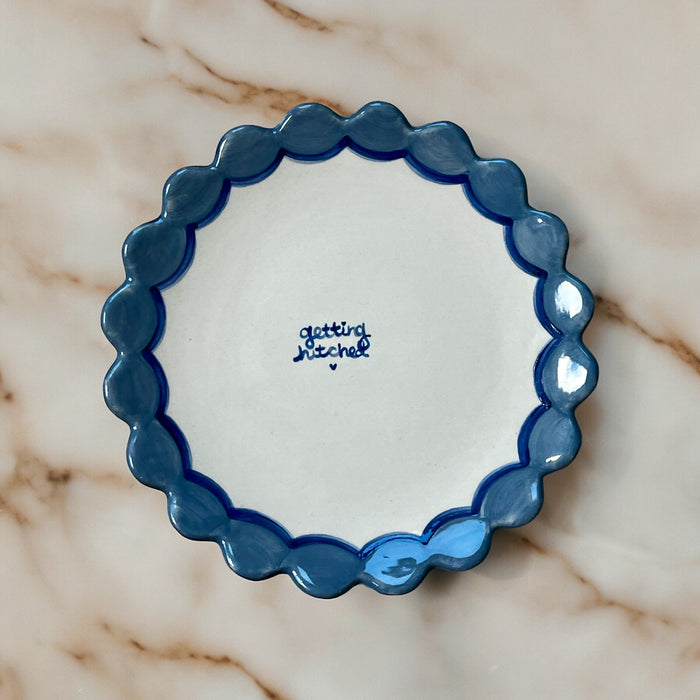 "getting hitched" Scalloped Dessert Plate