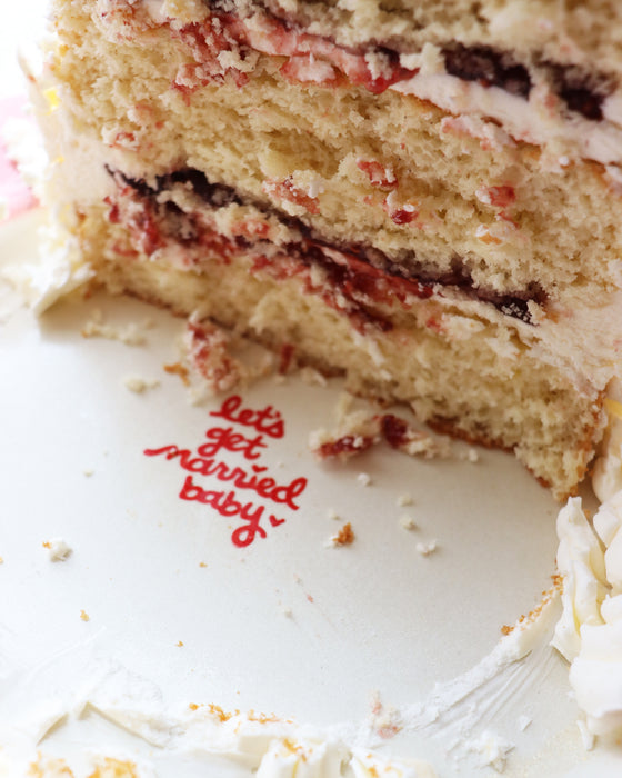 Hand-painted “let’s get married baby” Cake Plate