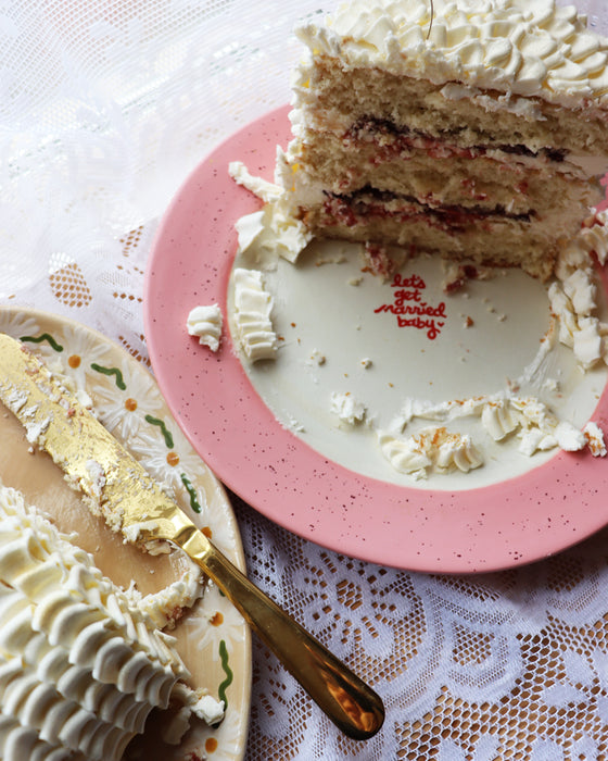 Hand-painted “let’s get married baby” Cake Plate